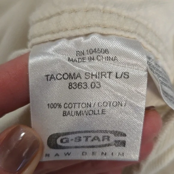 G-Star Plush Cord Tacoma Western Shirt-Ivory
